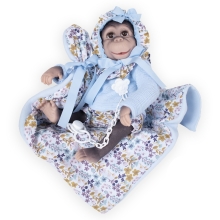 Кукла Обезьянка с одеялом разноцветная/голубая, 36см, Munecas De Cuna (42970)