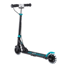 Balance Bikes GLOBBER scooter of the FLOW ELEMENT JUNIOR LIGHTS series, black-turquoise, wheels with lights. 50 kg 3+ (729-105)