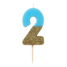 Talking Tables Birthday cake candle, number 2 (blue), England