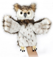 Realistic soft Puppet Toy Owl, Hansa, 34 cm, art. 7159
