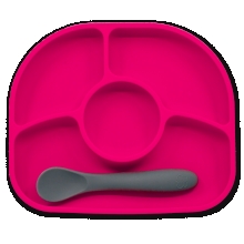 Тарелка на присоске Yümi, BBluv, с ложкой, розовая, арт. B0153-P