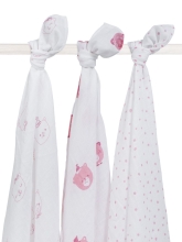 Комплект (3шт) пеленок муслиновых  Jollein 115х115см Забавные медвежата,  Голубой