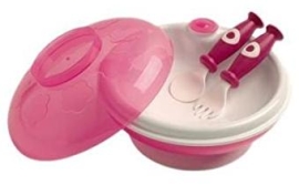 Детская тарелка на присоске, ложка и вилка, розовый | Remond dBb (Франция)