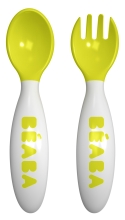 Beaba® | Набор из 2х эргономических столовых приборов неон, Франция [913399]