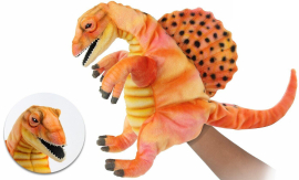 Спінозавр (Помаранчевий),іграшка на руку, 42 см, мяка іграшка реалістична Hansa (7753)