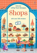 Детская книга с наклейками Little First Stickers Shops, Usborne, английский 3+ лет 32 стр