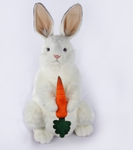 Animated Plush Toy HANSA White rabbit with a carrot (0738)