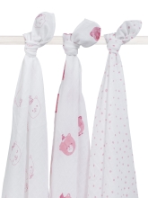 Муслинова пелюшка Jollein 115х115см Смішні ведмежата, Рожевий