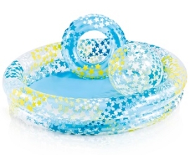 Детский надувной бассейн 122х25см Intex Звезды с мячом и кругом, 114л, от 2 лет (59460)