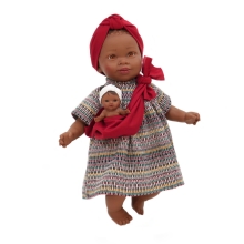 Doll Maria with a baby in a red turban, Nines d`Onil, laughs, in a box, art. 6313