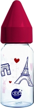 Bottle 110 ml, glass Paris with silicone teat for newborns, red | Remond dBb (France)