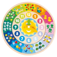 Навчаючі іграшки Дитячий пазл Годинник деревяний, New Classic Toys, 18253 від 2+ років