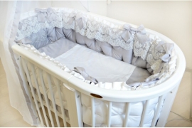 Ovalbed® Набор в кроватку 8в1  Блюмарин стальной сатин