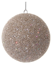 New Years ball made of beads, Shishi, champagne color, 10 cm, art. 52669