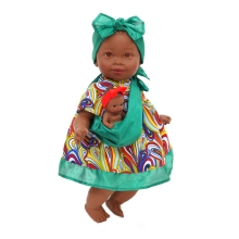 Doll Maria with a baby in green clothes, Nines d`Onil, laughs, in a box, art. 6323