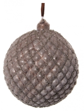 Скляна новорічна куля конусна, Shishi, коричнево-срібна з напиленням, 10 см, арт. 58653