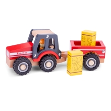 Игровой набор New Classic Toys Трактор с прицепом и двумя стогами сена
