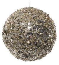 Новогодний шар из бисера и пайеток, Shishi, серебряный, 12 см, арт. 53814