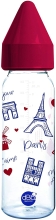 Пляшечка 240 мл, скляна з силіконовою соскою для новонароджених, Париж червоний кольор. | Remond dBb (Франція)