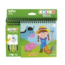 Apli Kids™ | Coloring book + colored pencils: farm, Spain (15206)
