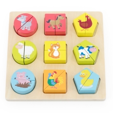 Обучающие игрушки Головоломка из блоков Животные, New Classic Toys, деревянная, арт. 10460