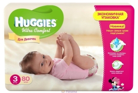 Huggies Ultra Comfort 3 Mega diapers for girls 80 pcs (5029053543604)
