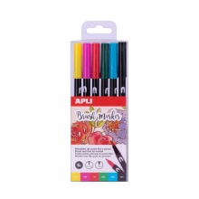 Apli Kids Ink Marker Set with 2 brushes, 6 colors (18062)