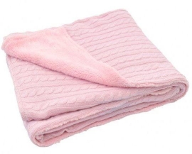 Knitted blanket for nursery with fur (pigtail) 4 seasons Jollein 100x150cm, Light pink
