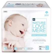 Baby diapers Magic Slim Fit, Nature Love Mere, Size NB&S [3-6 kg] 26pcs