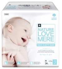 Baby diapers Magic Slim Fit, Nature Love Mere, Size M [6-9 kg] 24pcs