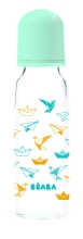 Beaba® | Origami glass bottle 250 ml. blue, peach, France [911611]