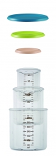 Набор пластиковых контейнеров (150 мл, 240 мл, 420 мл) персик, синий, неон, Beaba [912476]