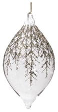 Стеклянный конус с блестящим декором папоротник, Shishi, прозрачный, 17см, арт. 57335
