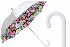 Umbrella Platintex/20 Bianco, Pasotti, white with flowers, art. RASO 9L578/1