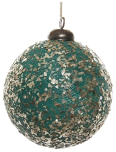 New Years paper ball, Shishi, green with gold, 10 cm, art. 55514