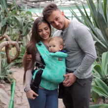 Эрго рюкзак DLIGHT из шарфовой ткани - Перья, бирюзовый, Love&Carry™ Украина (LC512)