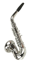 Bass&Bass® Дитячий іграшковий саксофон, срібно-металевого кольору, 27 см з ключами (B06575)
