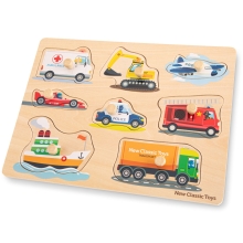 Пазл Транспорт, New Classic Toys, деревянный, 8 частей, арт. 10432