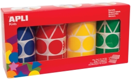 Apli Kids™ | Набор из 4 рулонов с наклейками разных цветов, 5428 шт, Геометрия, Испания (10753)