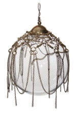 Стеклянный новогодний шар с металлической цепочкой, Shishi, золотой, 12 см, арт . 50675