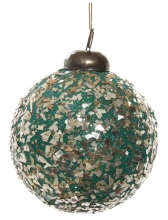 New Years paper ball, Shishi, green with gold, 8 cm, art. 55513