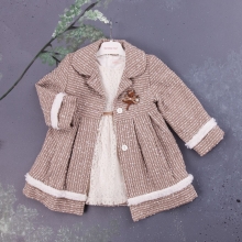 Детское пальто и кружывное платье Baby Rose на 1-4 года, комплект двойка (3867)