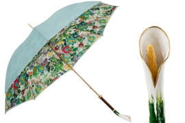 Зонт двусторонний Nylon Unito/B Verde Acqua, Pasotti, голубой и цветы, арт. RASO5L011/2