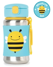 Поильники Бутылочка металлическая 350 мл, с поильником Пчелка (252514), SKIP HOP™, США