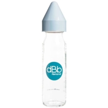 Bottle 240 ml, glass with rubber teat for newborns, blue | Remond dBb (France)
