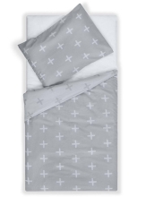 Kid bed (pillowcase and duvet cover) Jollein, 120x150cm, Pluses, Gray 006-524-65108