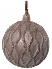 Стеклянный новогодний шар Дюна, Shishi, коричнево-серебряный с напылением, 10 см, арт. 58655
