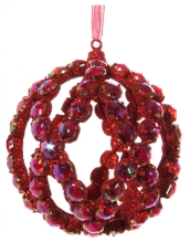Новогодний шар красный блестящий, Shishi, 10 см, арт. 49484