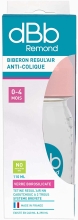 Baby bottle 110 ml glass with rubber teat for newborns, pink | Remond dBb (France)