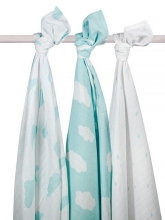 Комплект (3шт) пелюшок муслінових 115х115см, Нефритові хмари, Jollein™ Голландія